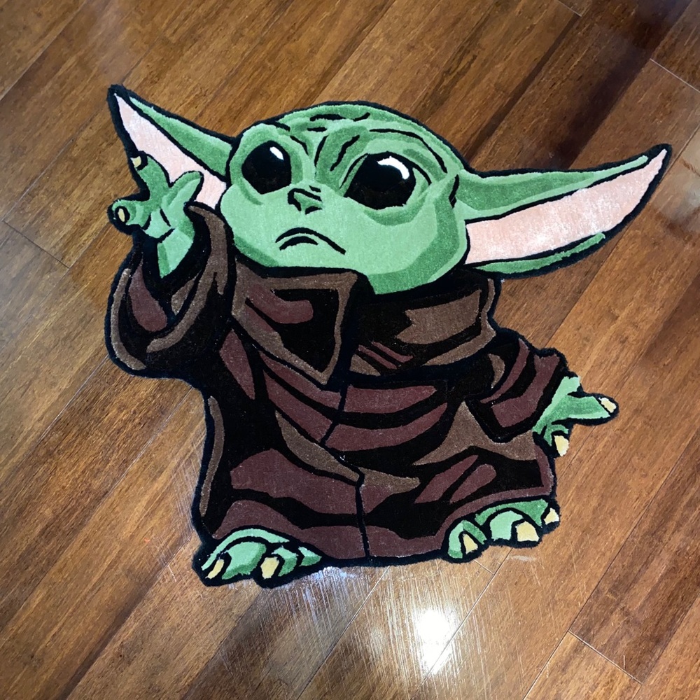 Custom Yoda Rug. Measured at 3ft tall 3ft w. Can be used as rug , or wall decor.